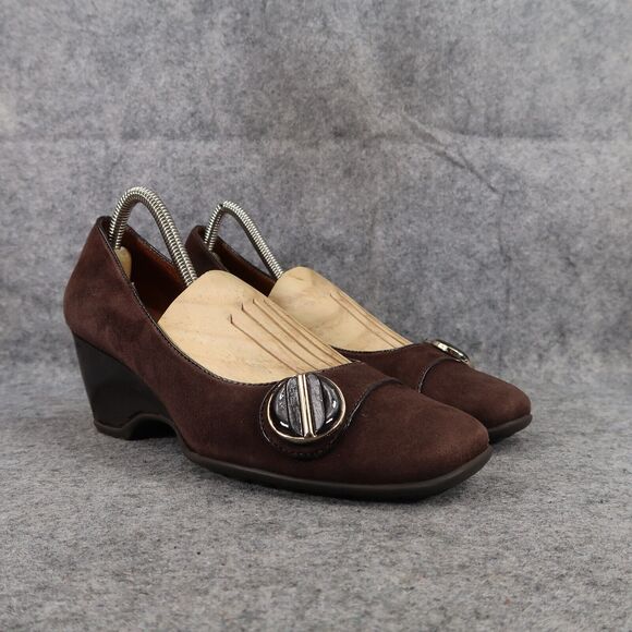 Sofft Shoes Womens 9 Heels Classic Pump Leather Brown Wedge Career Comfort Style - Picture 1 of 13